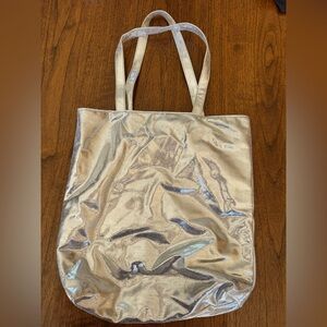 Old Navy Shiny Silver Tote Bag